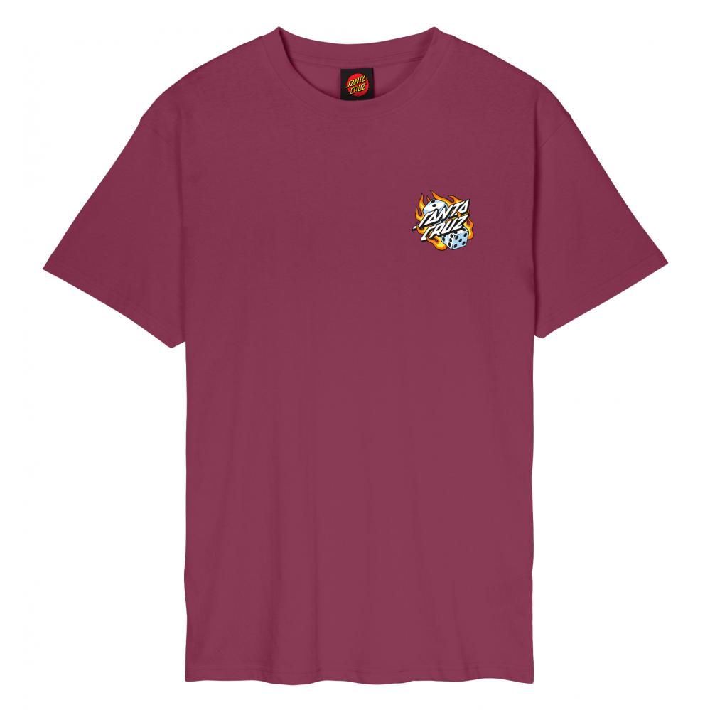 M ADULT Santa Cruz T-Shirt Flaming Dice Dot Chest T-Shirt
