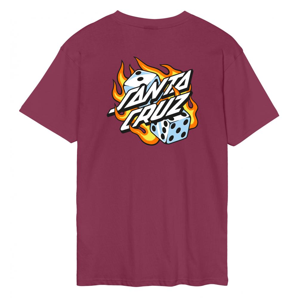 M ADULT Santa Cruz T-Shirt Flaming Dice Dot Chest T-Shirt