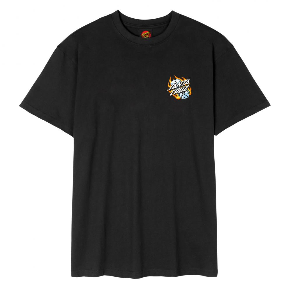 S ADULT Santa Cruz T-Shirt Flaming Dice Dot Chest T-Shirt
