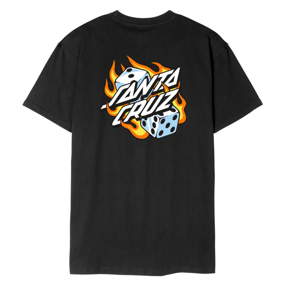 S ADULT Santa Cruz T-Shirt Flaming Dice Dot Chest T-Shirt