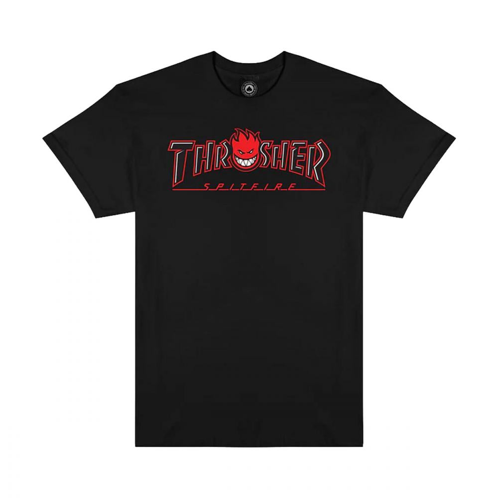 L ADULT Thrasher x Spitfire T-Shirt Big Head Outline