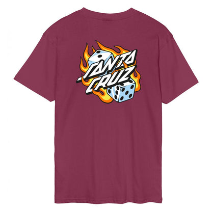M ADULT Santa Cruz T-Shirt Flaming Dice Dot Chest T-Shirt