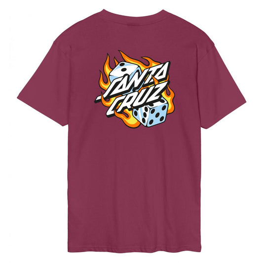 M ADULT Santa Cruz T-Shirt Flaming Dice Dot Chest T-Shirt