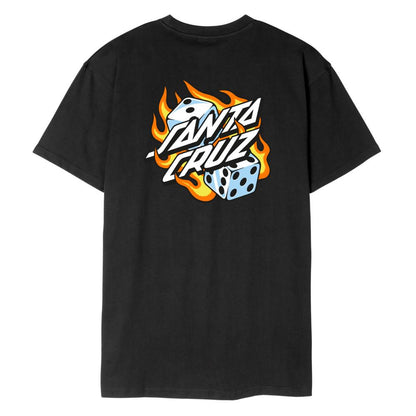 S ADULT Santa Cruz T-Shirt Flaming Dice Dot Chest T-Shirt